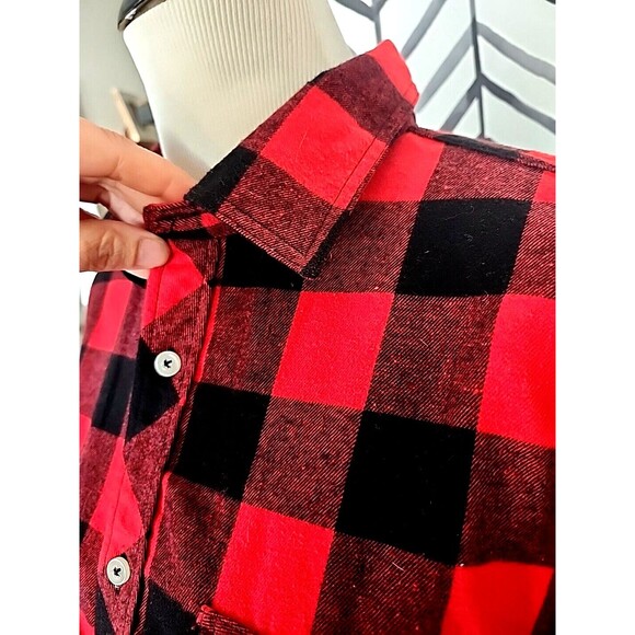 Men's Red Plaid Shirt Large Design‎ In Italy, Warm Thick Rockabilly Style - Picture 4 of 8